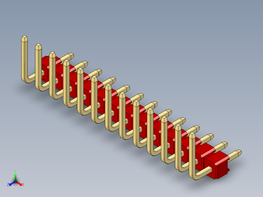 彩色公排针 100mil 2.54mm 系列-DS1022_red_13p_100mil_TypeU_rev1.0