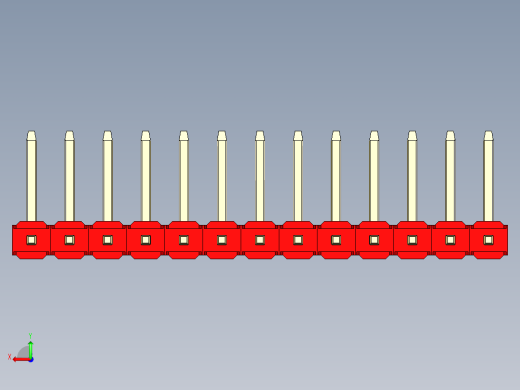 彩色公排针 100mil 2.54mm 系列-DS1022_red_13p_100mil_TypeU_rev1.0后视缩略图