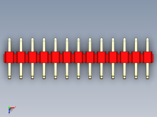 彩色公排针 100mil 2.54mm 系列-DS1022_red_13p_100mil_TypeU_rev1.0俯视缩略图