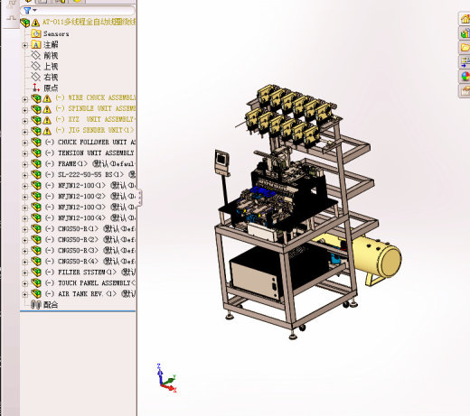 4轴全自动多线程全自动线圈绕线机 机械设计3D模型缩略图