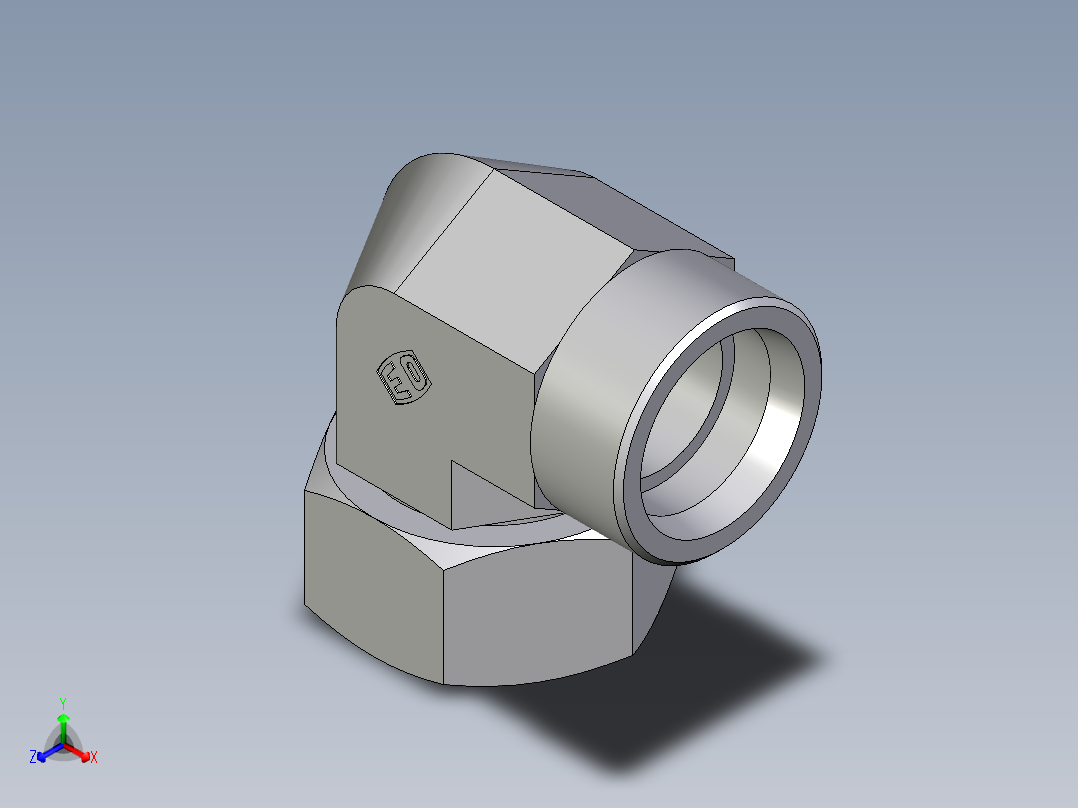 卡套式工业通用硬管接头EO_Swivel_nut_elbow_EW38SOMDCF主视图