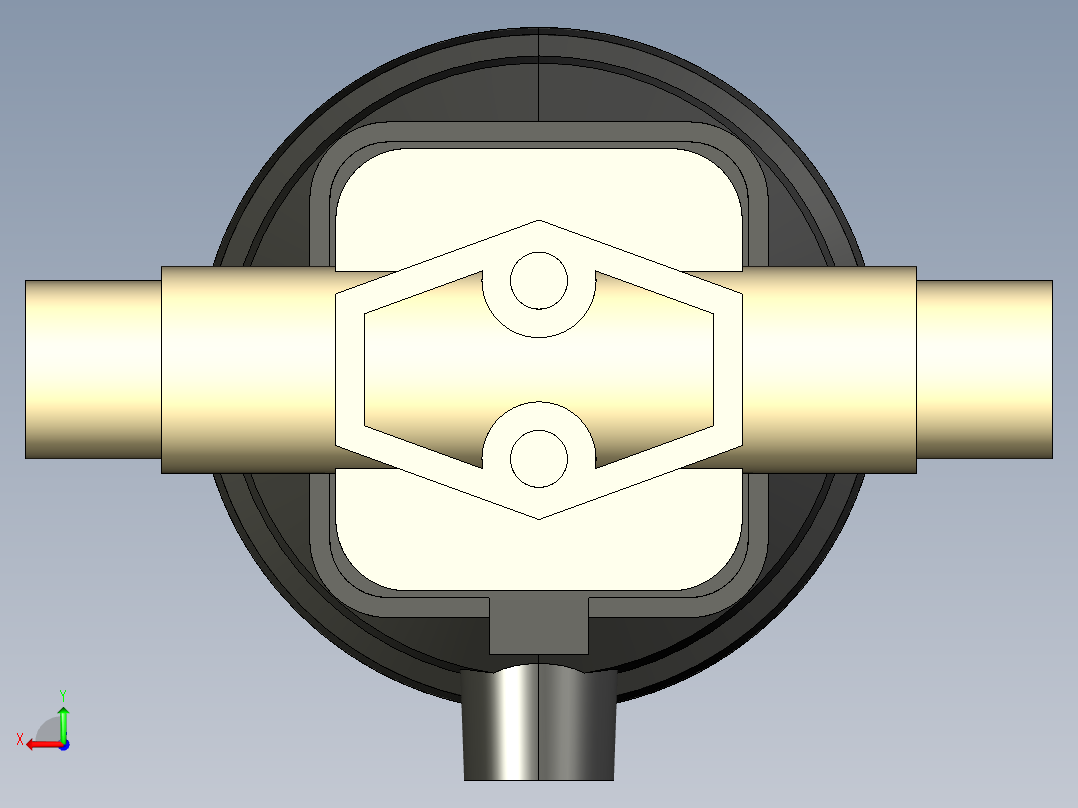 3DKDMCP DA 气动隔膜阀双作用，与男性的两端，公制系列PP-H后视图
