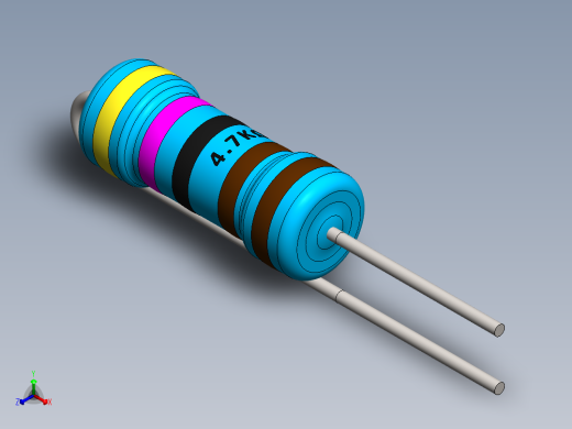 电容器 二极管 电阻器-Resistor Vertical 4.7K Ohm 1W正等轴测缩略图