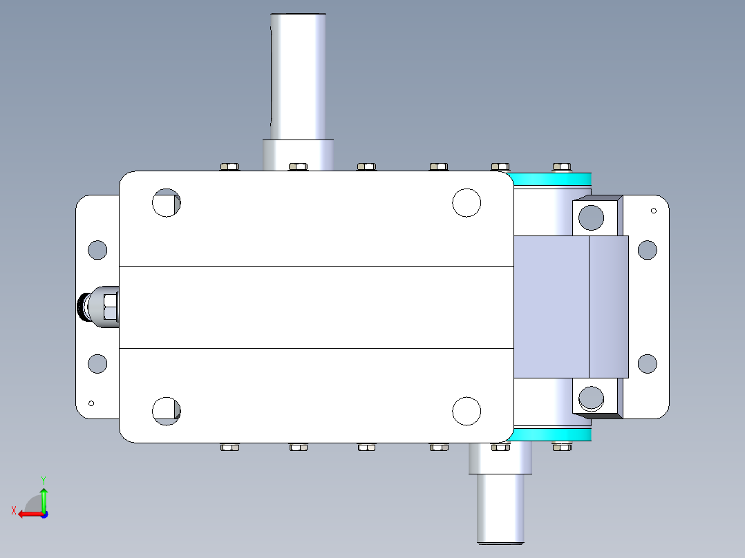 带正齿轮的齿轮箱后视图