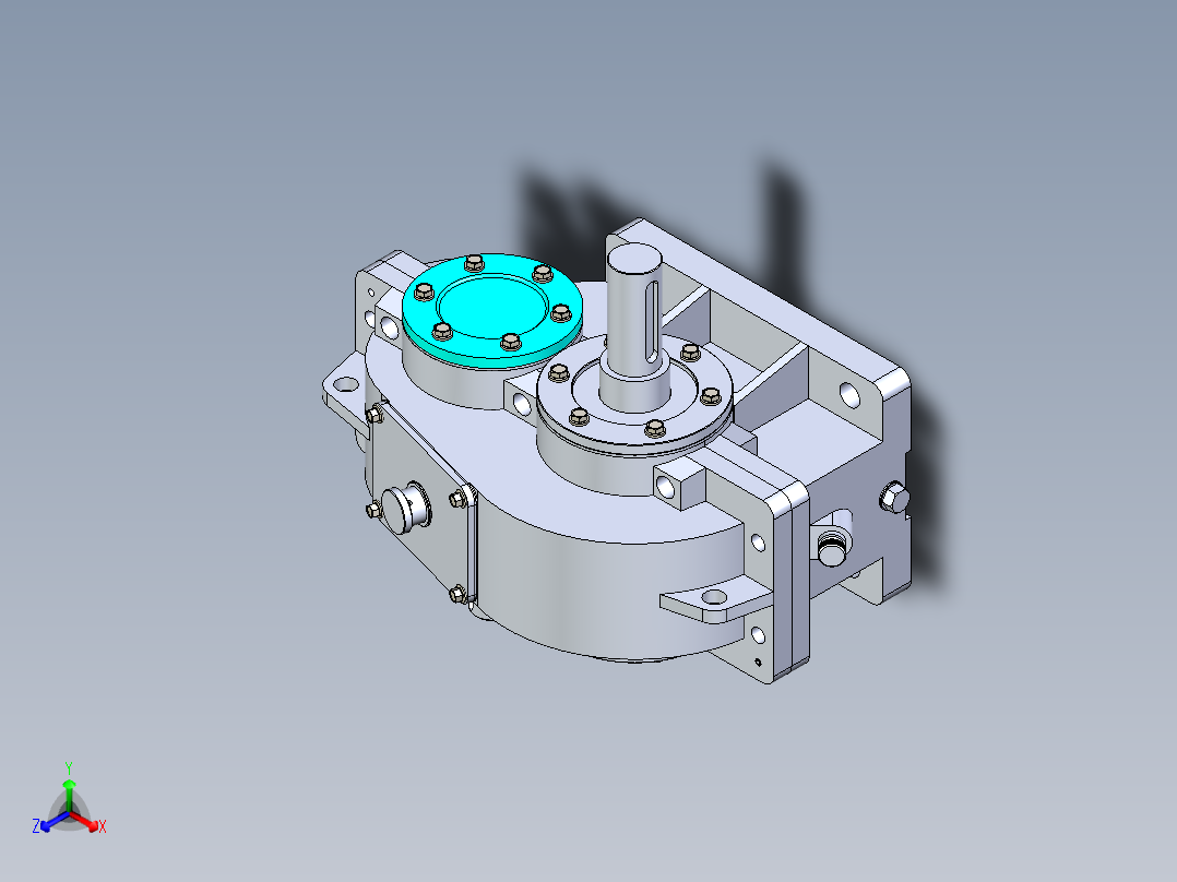 带正齿轮的齿轮箱正等轴测图