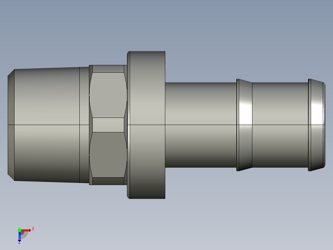 软管与硬管连接用工业通用接头0134_66_21俯视图