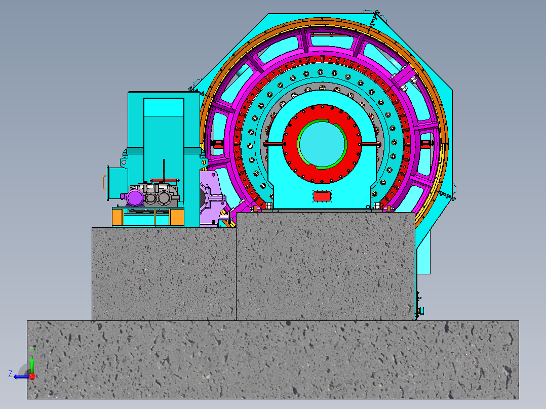 MBG2442棒磨机湿式球磨机sw18可编辑右视图