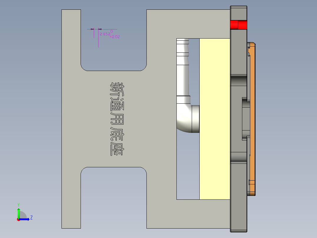包胶版笔记本C壳铣外观面+KB框程序模型左视图