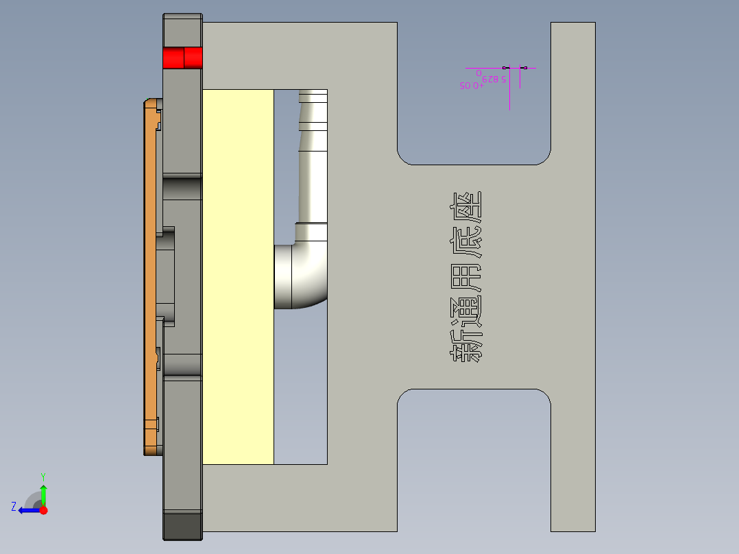 包胶版笔记本C壳铣外观面+KB框程序模型右视图