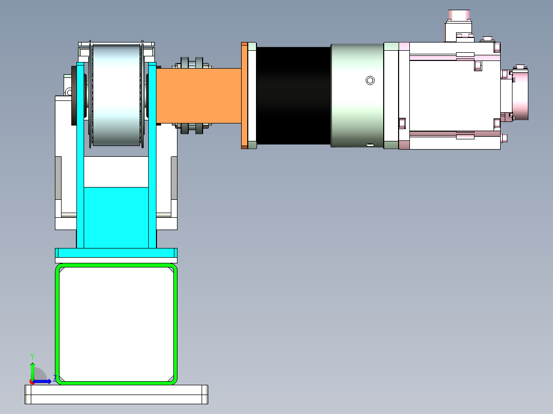 伺服电机加同步带长距离结构设计左视图