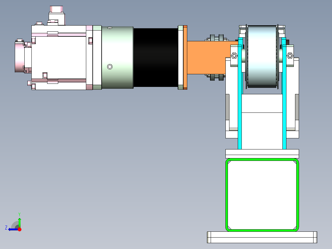伺服电机加同步带长距离结构设计右视图