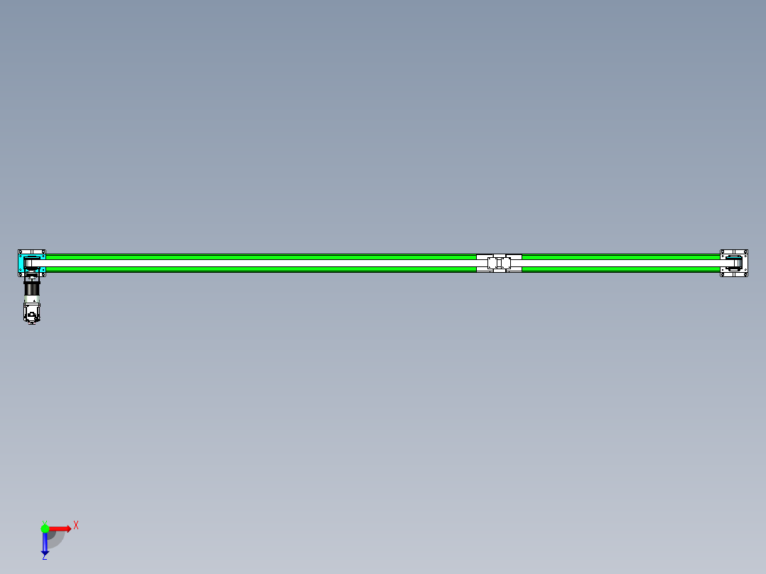 伺服电机加同步带长距离结构设计俯视图