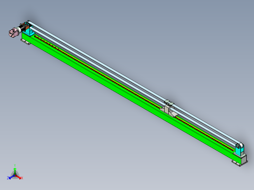 伺服电机加同步带长距离结构设计正等轴测图