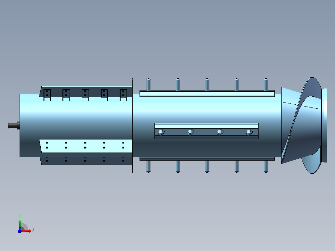 履带机玉米滚筒前视图