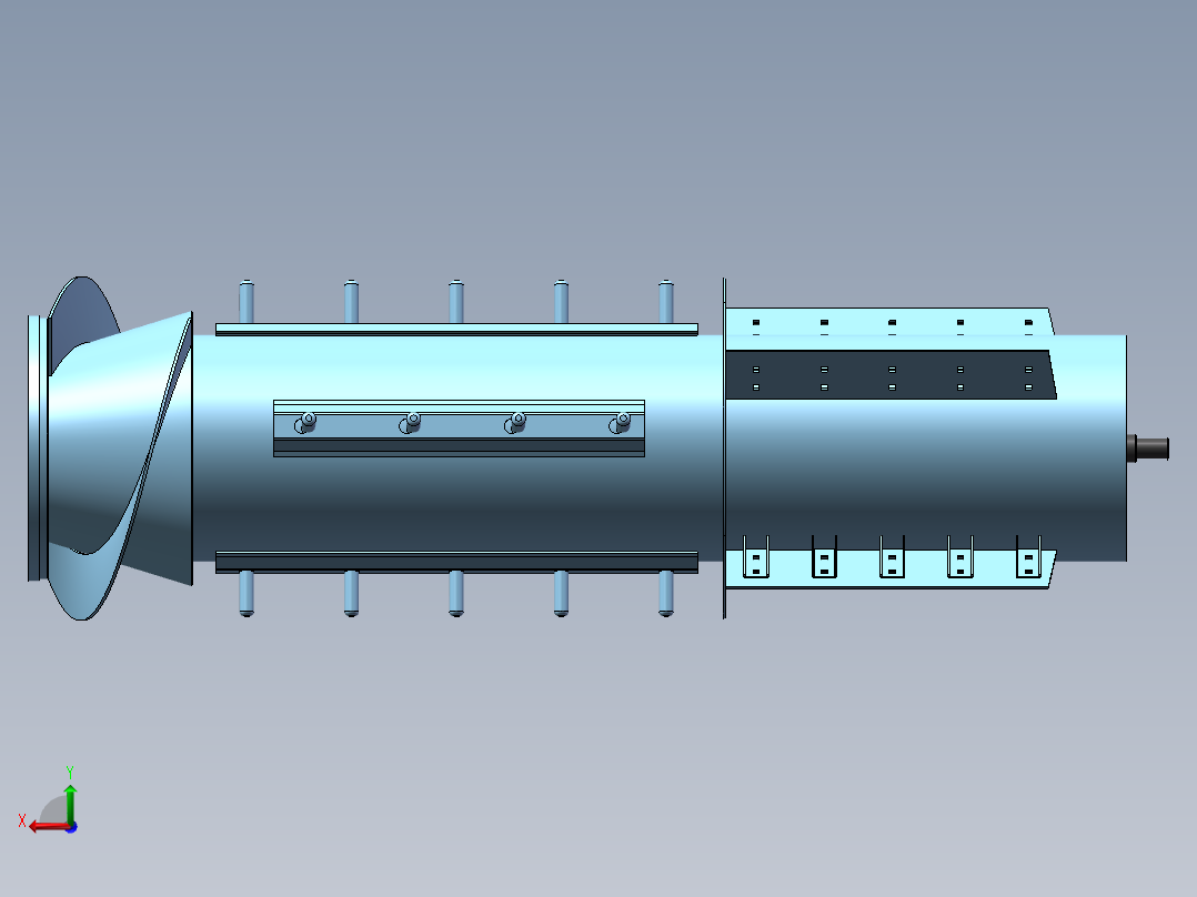 履带机玉米滚筒后视图