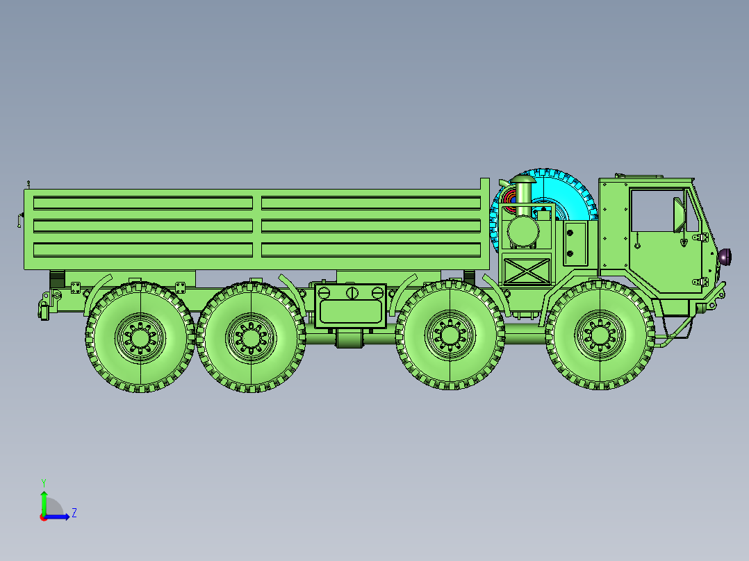 八十年代重型进口汽车左视图