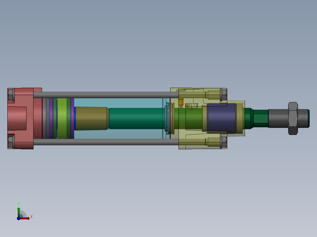 可活动的液压缸前视图