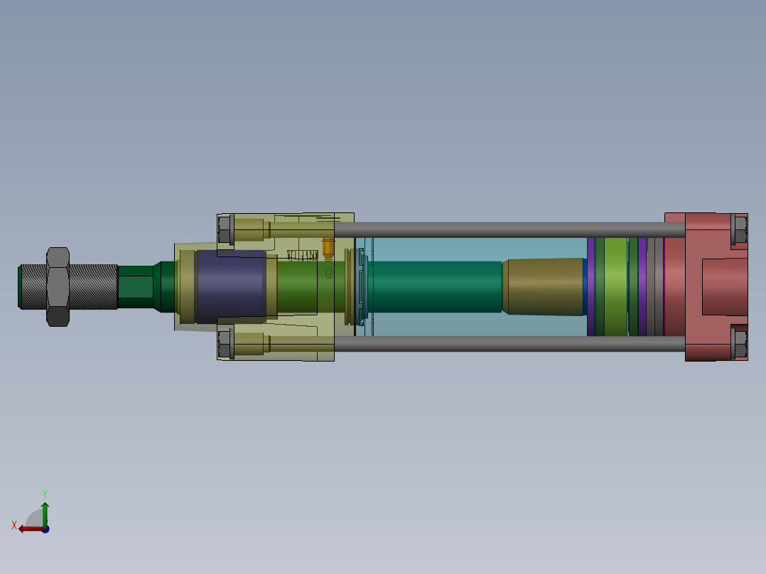 可活动的液压缸后视图