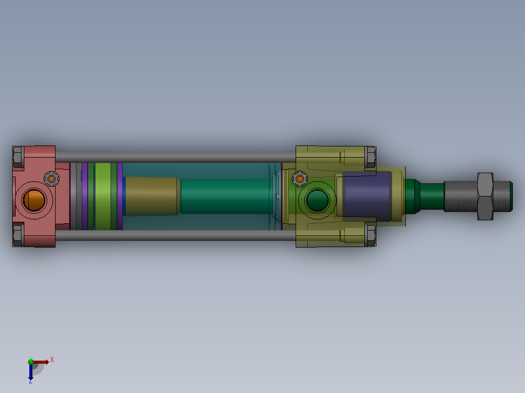 可活动的液压缸俯视图