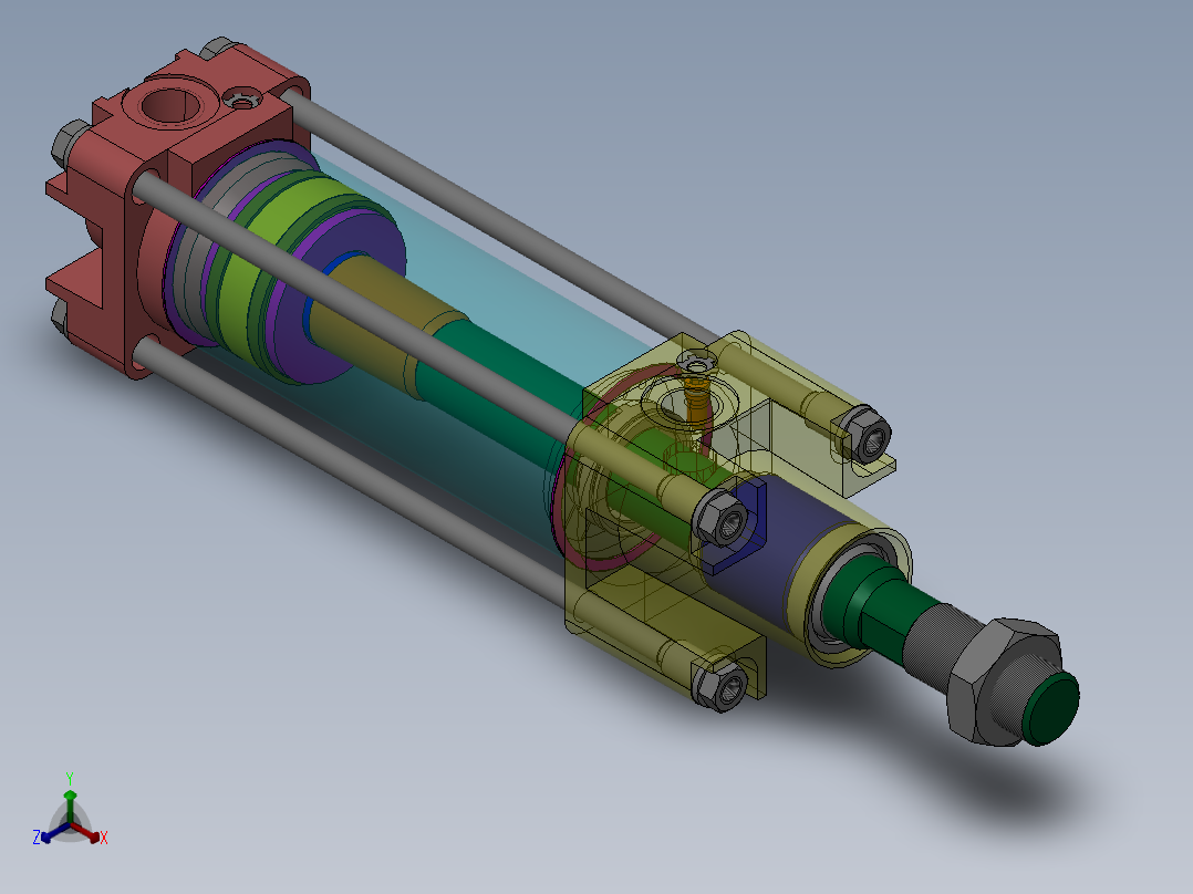 可活动的液压缸正等轴测图