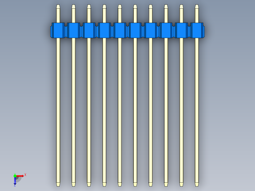 彩色公头100mil（2.54mm）系列-DS1021_blue_2x10p_100mil_Type43_rev1.0俯视图