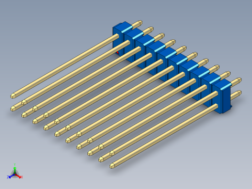 彩色公头100mil（2.54mm）系列-DS1021_blue_2x10p_100mil_Type43_rev1.0正等轴测缩略图