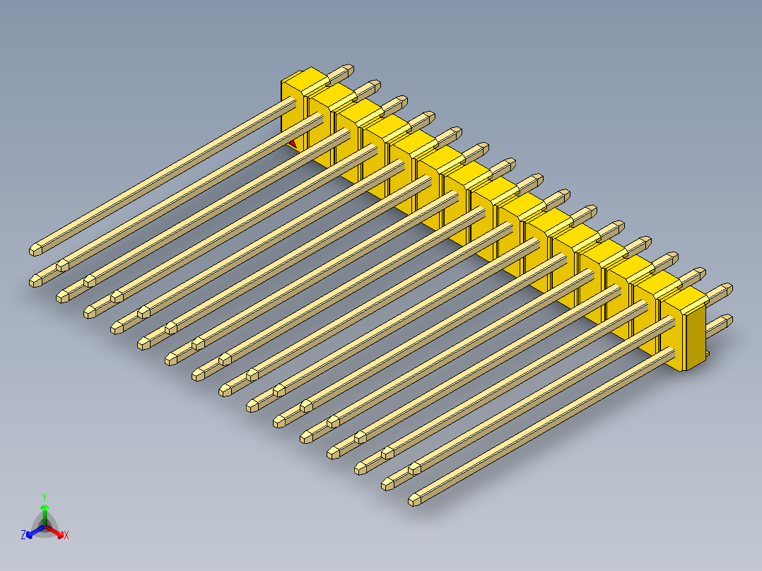 彩色公头100mil（2.54mm）系列-DS1021_yellow_2x15p_100mil_Type43_rev1.0主视图