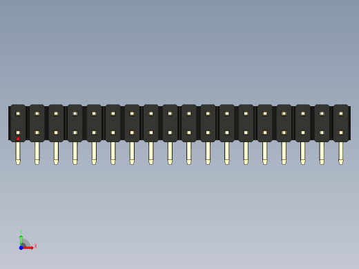 彩色公排针 100mil 2.54mm 系列-DS1022_black_2x18p_100mil_TypeD_rev1.0前视缩略图
