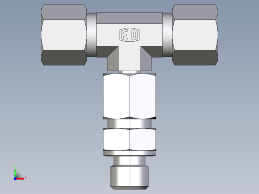 卡套式工业通用硬管接头EO_Assembled_adjustable_standpipe_branch_tee_EVT08SM71前视缩略图