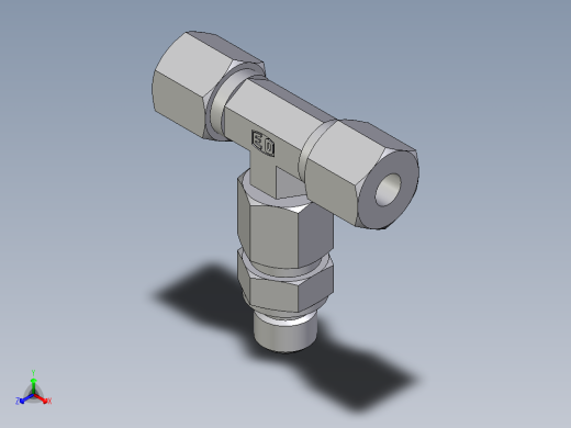 卡套式工业通用硬管接头EO_Assembled_adjustable_standpipe_branch_tee_EVT08SM71正等轴测缩略图