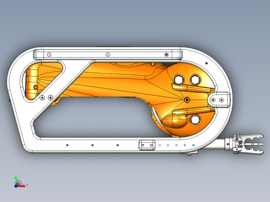 Minisub迷你潜艇水下无人机3D数模图纸 STEP格式前视图