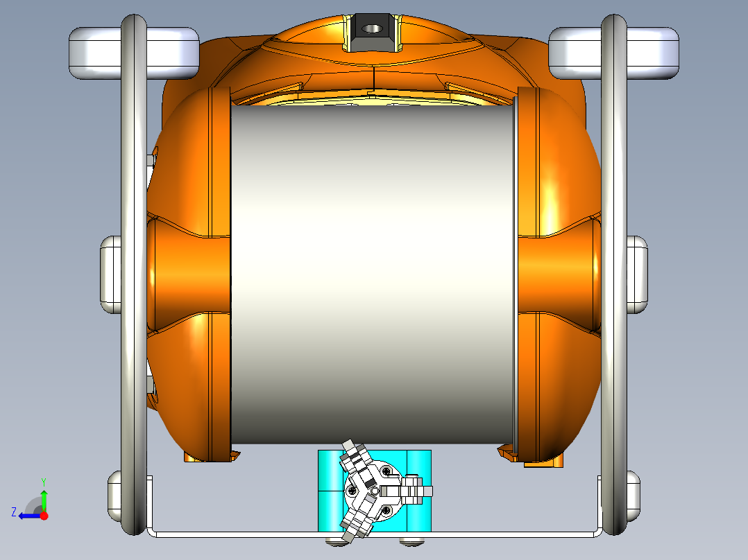 Minisub迷你潜艇水下无人机3D数模图纸 STEP格式右视图