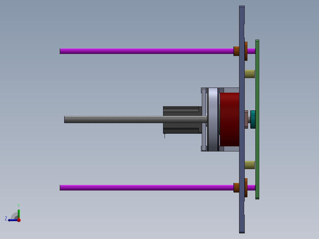 滚珠丝杆顶升升降机构3D数模图纸 Solidworks设计右视图