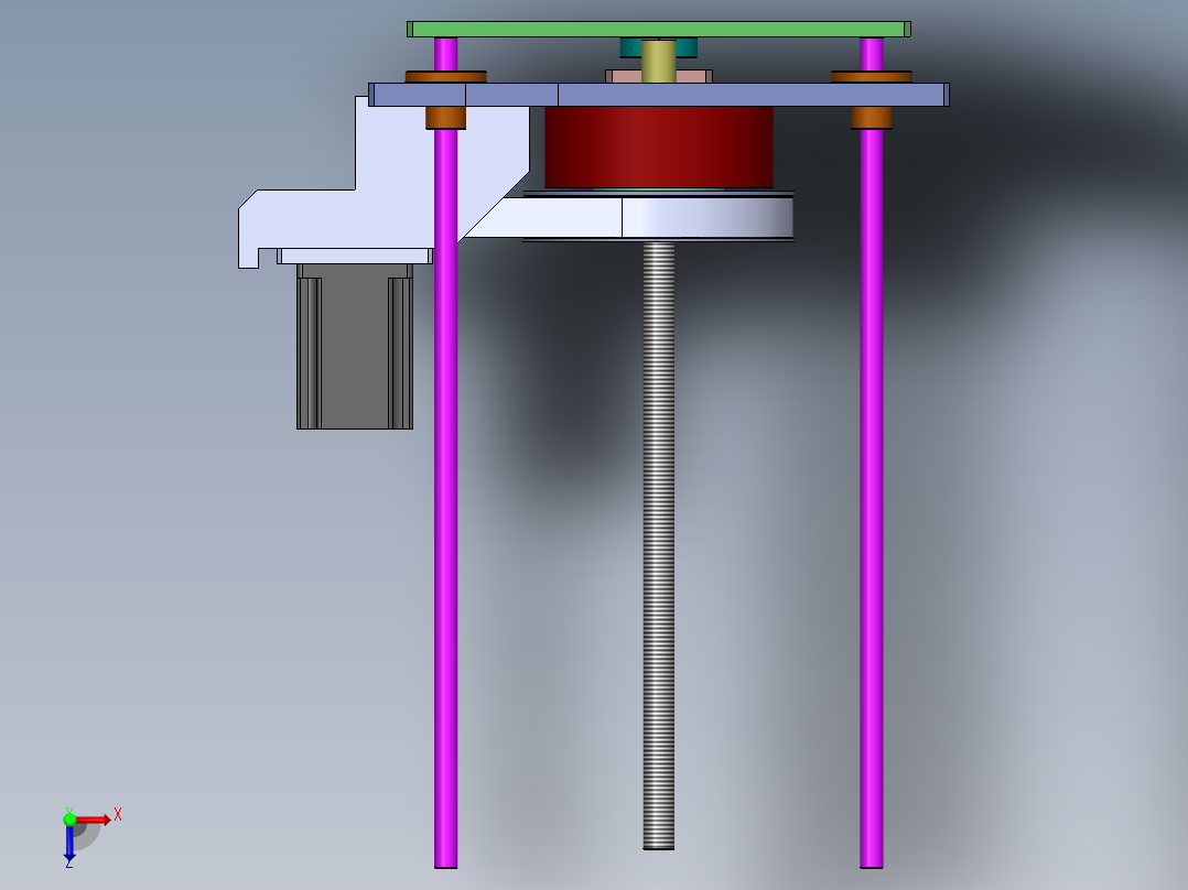 滚珠丝杆顶升升降机构3D数模图纸 Solidworks设计俯视图