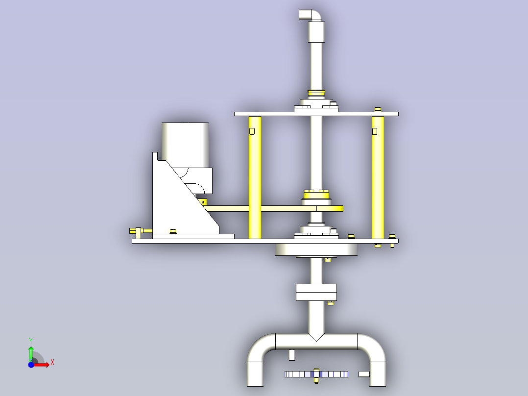 一款旋转式零件清洗组件3D模型前视图