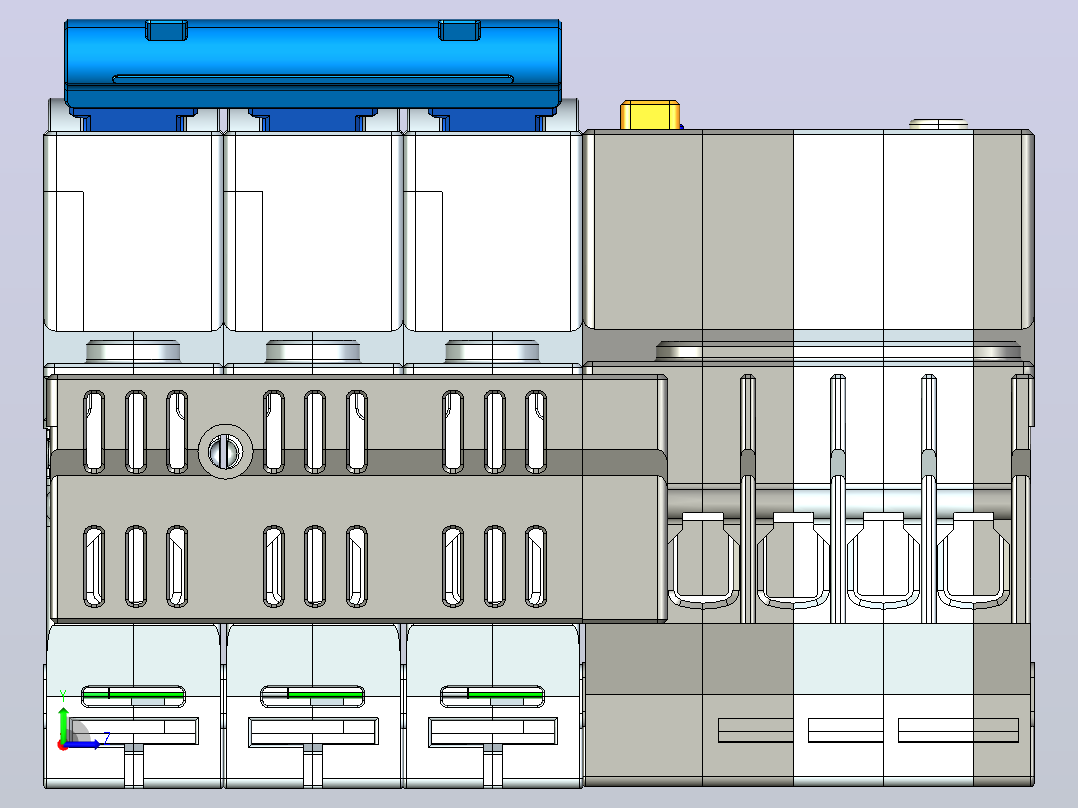 NBPLE-32D 3P&amp;N剩余电流动作断路器三维模型202010左视图