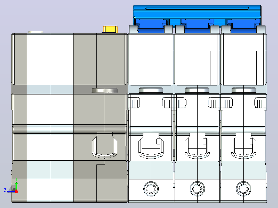 NBPLE-32D 3P&amp;N剩余电流动作断路器三维模型202010右视图