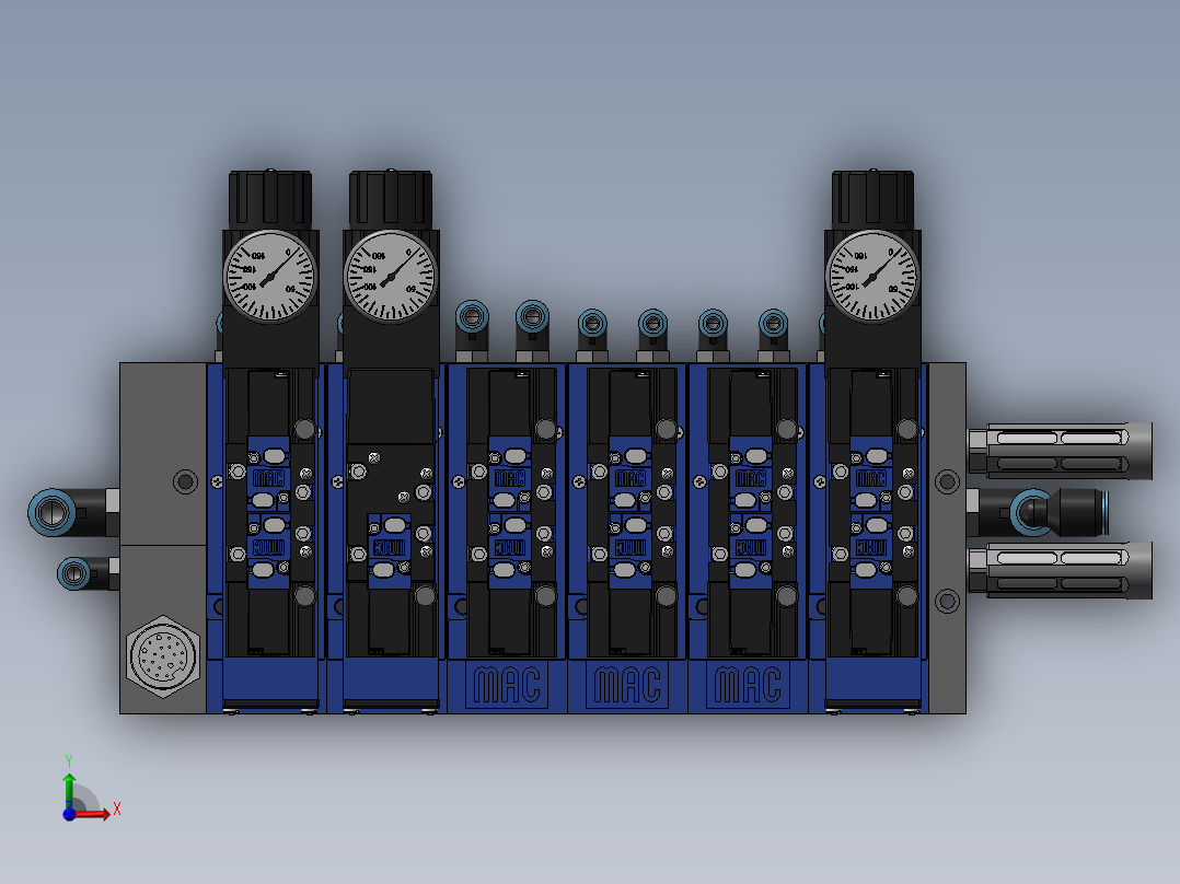 多组阀块模型（工业设计）前视图
