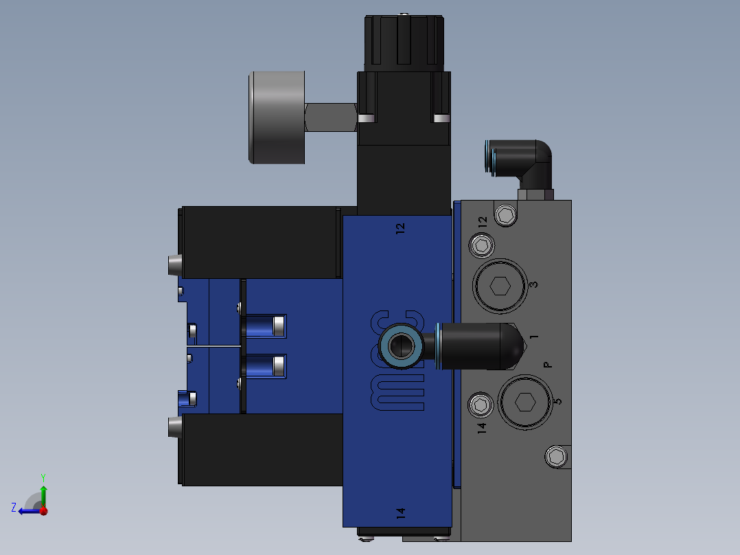 多组阀块模型（工业设计）右视图