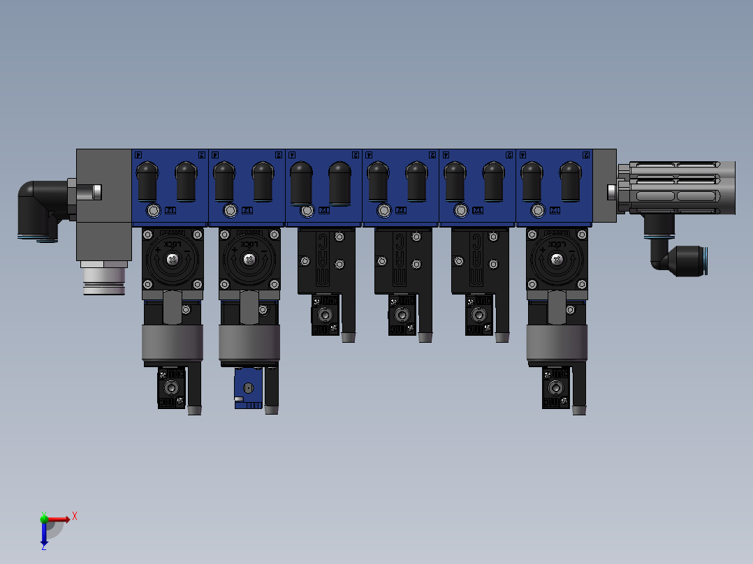 多组阀块模型（工业设计）俯视图