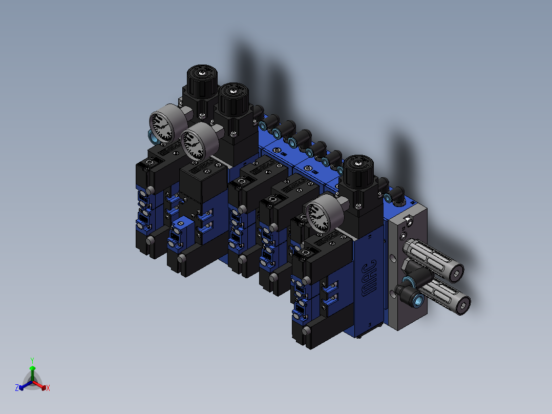 多组阀块模型（工业设计）正等轴测图