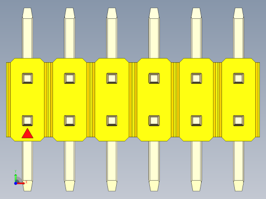 彩色公排针 100mil 2.54mm 系列-DS1022_yellow_12p_100mil_TypeSMT_rev1.0前视缩略图