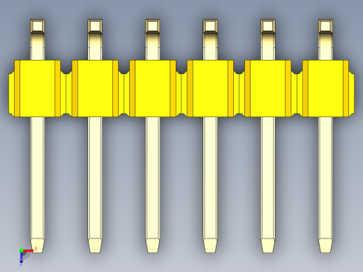 彩色公排针 100mil 2.54mm 系列-DS1022_yellow_12p_100mil_TypeSMT_rev1.0俯视缩略图
