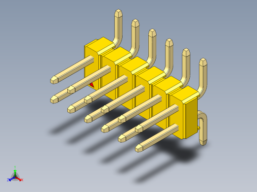 彩色公排针 100mil 2.54mm 系列-DS1022_yellow_12p_100mil_TypeSMT_rev1.0正等轴测缩略图