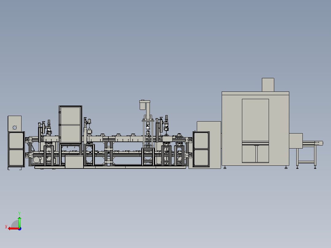 非标自动化组装生产线各种组件复杂总装配图后视图