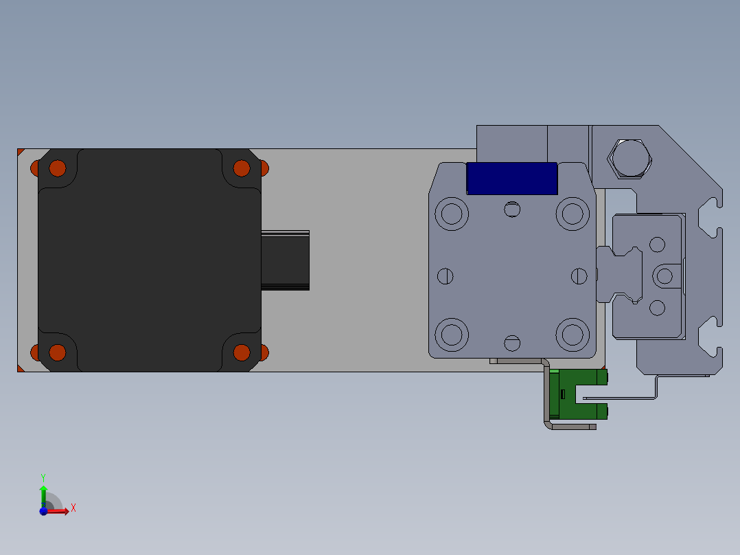 电动滑台模组SR45侧装模型前视图