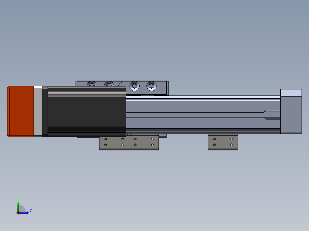 电动滑台模组SR45侧装模型左视图