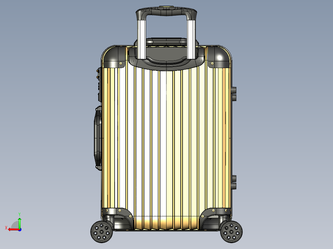 一款商务拉杆箱设计后视图