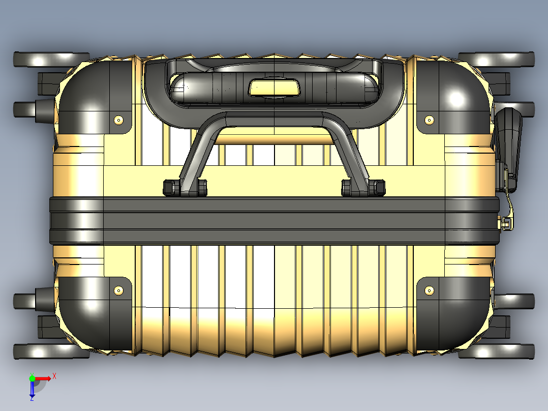 一款商务拉杆箱设计俯视图