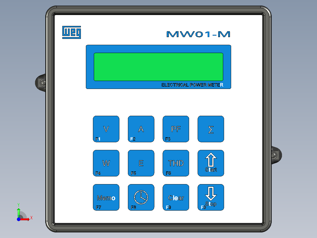 PFC控制器和万用表Weg model 0 MMW 01-M前视图